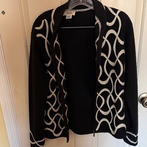 Talbots Black and White Open Front Blazer